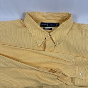 Polo Ralph Lauren Men's‎ Classic Fit Dress Shirt Yellow Striped 28/37 XXL